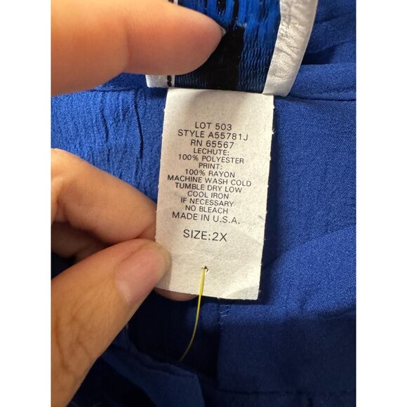 Sport Savvy Mandarin Collar‎ LeChute Jacket Pants Set 2X Blue Abstract Button-Up - Picture 7 of 9